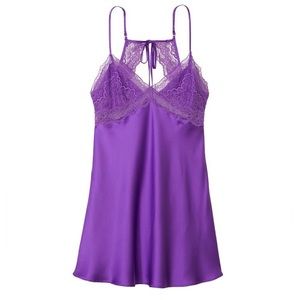 Victoria’s Secret XL Purple Stretch Satin Lace Cutout Slip, NWT